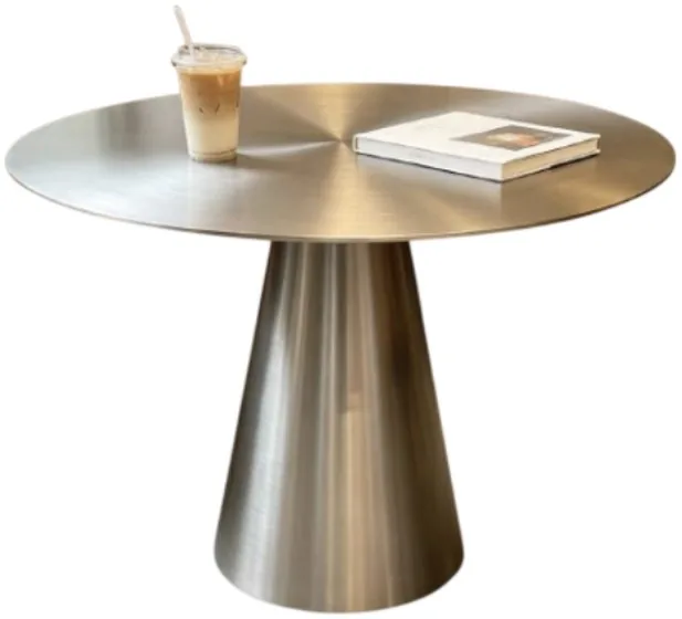 Stainless Steel Round Table, Conical Base